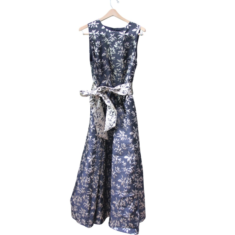 NEW Shoshanna‎ Midnight Floral Jacquard Sleeveless Maxi Dress with Belt Size 12